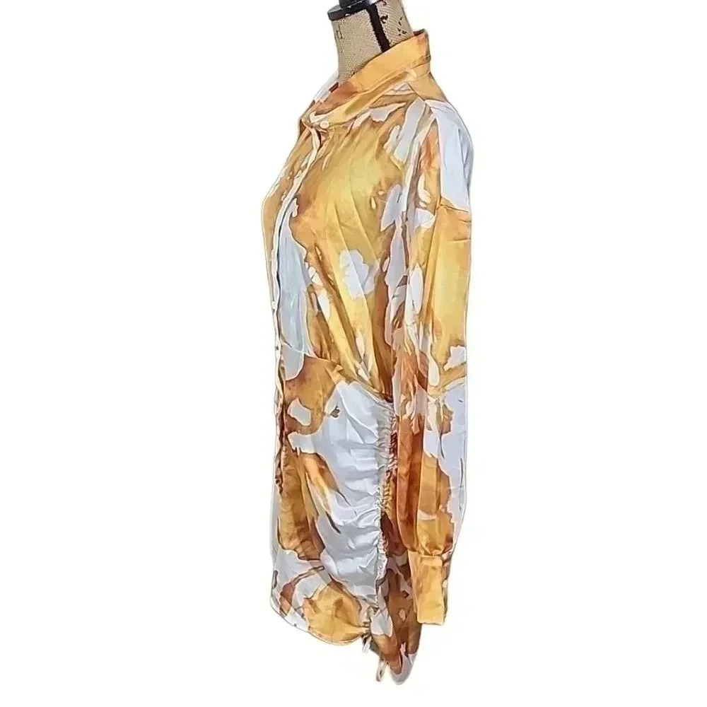 "Sleek Sophistication: FASHION Nova Women's Satin Shirt Dress (Size Large, NWT)" - Picture 6 of 10